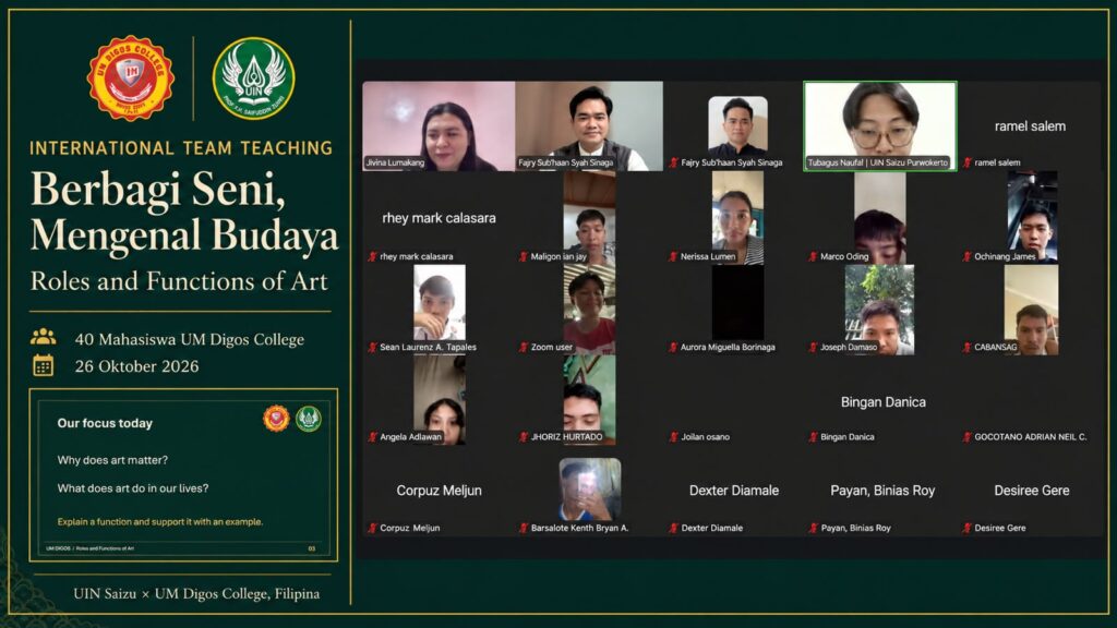 Dosen FTIK UIN Saizu Berbagi Perspektif Seni dan Budaya bersama 40 Mahasiswa UM Digos College Filipina